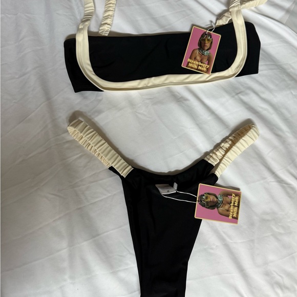 Strawberry Milk Mob Black and Cream Bikini Set - Picture 2 of 4